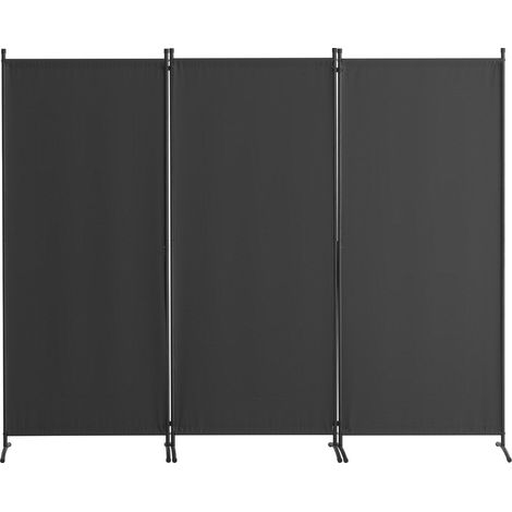 Paravent de séparation, cloisons 3 panneaux et paravents pliables, séparations en tissu pour bureau, chambre, salle à manger, bureau, autoportant, gris (1/5)