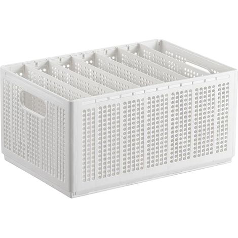 Placard Pliant Boîte de Rangement Pantalons Blanc Pur Séparateurs Réglables Robustes Tiroir Vêtements Divisé 7 Casiers 6 Cloisons (1/5)