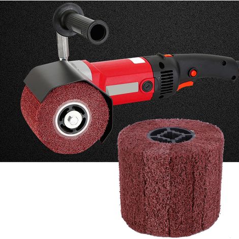 Disque à tréfiler, tambour à brosses, disque de polissage, noyau en caoutchouc croisé, disque de polissage pour acier inoxydable, aluminium, fer, grain 180 (1/5)
