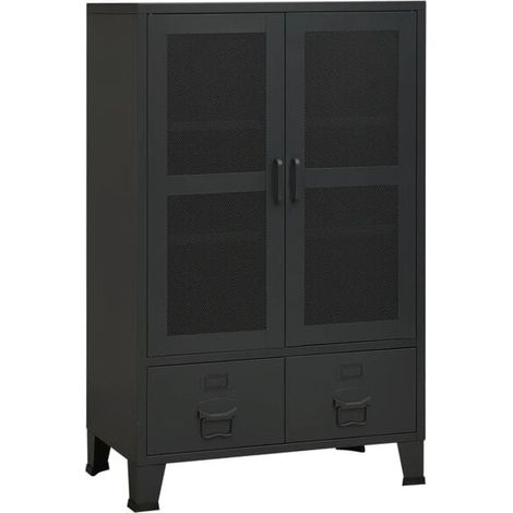 Armoire de Rangement Industrielle en Métal, Noire, 70x40x115 cm (1/5)