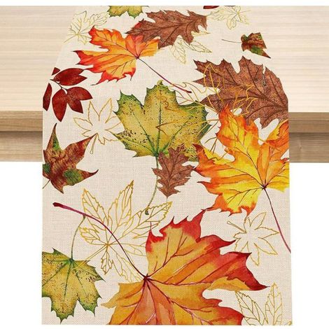 1 Chemin de table,Feuille multicolore,Décoration automne,Nol,Halloween,Banquet,Mariage (1/5)
