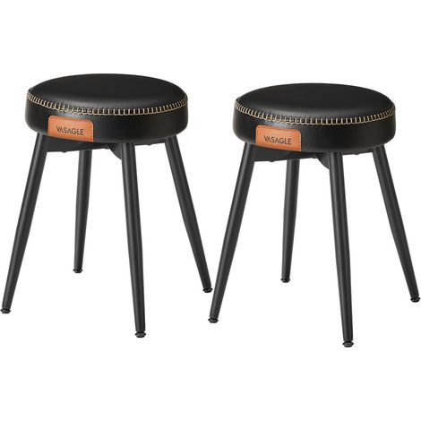 Vasagle – Tabouret de bar noir – Lot de 2 – Siège rembourré en PU – Hauteur d'assise 48,2 cm – Style moderne mi-siècle – Pour salle à manger, salon, bureau (1/5)