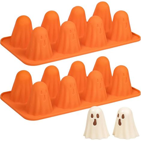 Set di 2 stampi in silicone per cioccolatini per Halloween, ideali per budini a forma di fantasma, cioccolatini, caramelle e cubetti di ghiaccio (1/5)