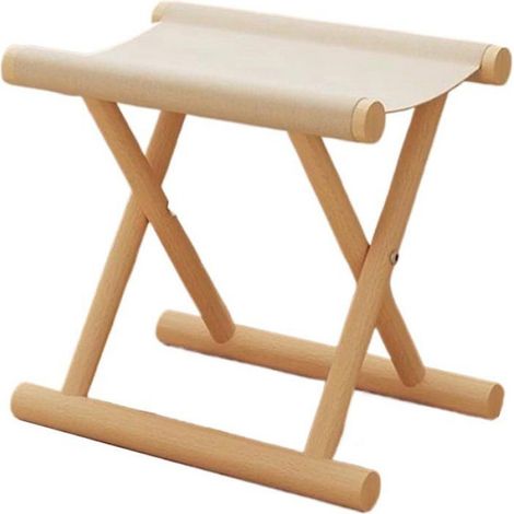 Tabouret Pliable - Bois Massif - Assise Tissu - Base Antidérapante - Intérieur Extérieur - 1 Pièce (1/5)
