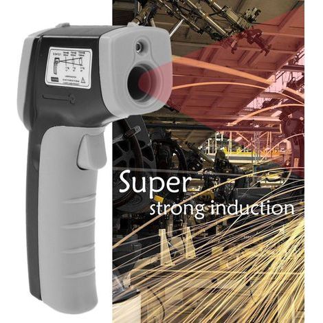 Termometro digitale industriale a infrarossi laser senza contatto con retroilluminazione - 50-380 °C (non destinato all'uso umano) - Senza batterie. (1/5)