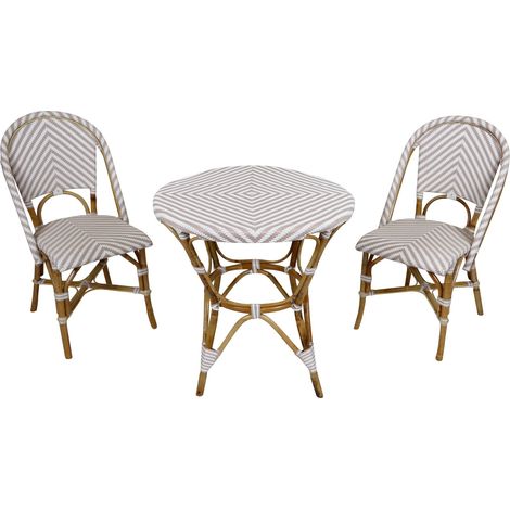 Axi Jacqueline Table Et Chaise Bistrot, Rose Sombre/Blanc, 2 Chaises 1 Table, Ensemble Bistro Extérieur Table De Bistro Avec 2 Chaises, Rotin Mobilier De Jardin Bistro Pour Jardin (1/5)