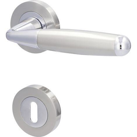 Alpertec BB-Rosettengarnitur Solid 8 Edelstahl silber rund Beschläge (1/2)