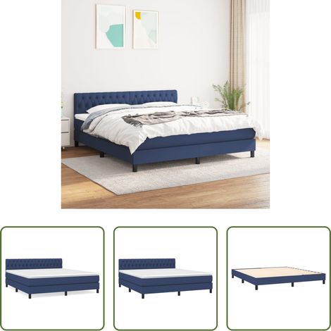 vidaXL Kopfteil - Boxspringbett mit Matratze Blau 180x200 cm Stoff (1/5)