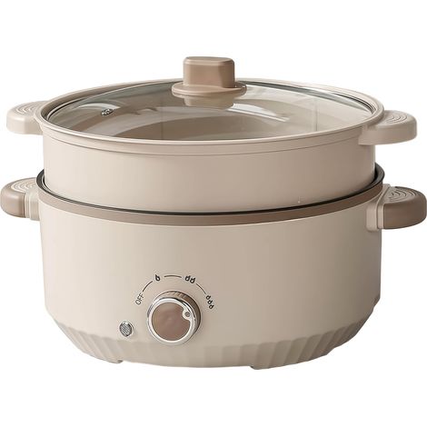 Hot Pot Électrique Portable 4,6 L avec Cuiseur Vapeur 1350W 3 Niveaux de Puissance, Revêtement Antiadhésif, Multifonction pour Cuire, Griller, Fondue, Appartement (1/5)