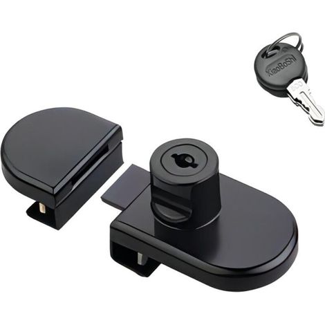 1 Pièces Serrure De Porte En Verre, Verrouillage de Sécurité de la Vitrine, Aucun Perçage Requis, pour Vitrine en D'armoire à Vin de 5 à 8 MM, Noir (1/4)