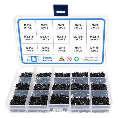 450pcs croix tête plate fraisée vis set, fraisé tête vis boîte, vis set, pour ordinateur portable (1/5)