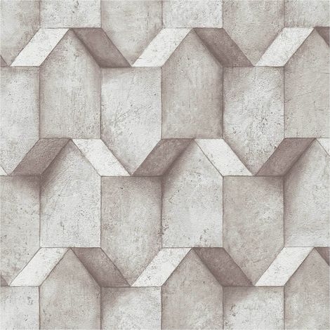 Papier peint 3D Profhome 388273 papier peint intissé gaufré à chaud texturé avec des figures géométriques mat beige gris 5,33 m2 (1/5)