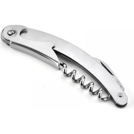 Lot de 2 tire-bouchons de sommelier, acier inoxydable 430, trois en un : tire-bouchon, ouvre-bouteille et coupe-capsule dentelé. Idéal pour la cuisine, les restaurants, les bars (1/4)