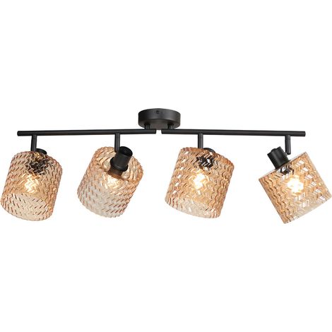 Mexlite - spot - Ocre - ambre noir - verre métal - lampe en verre
