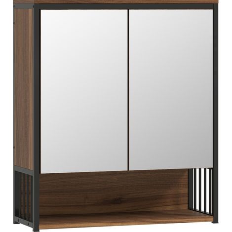 Hängender Spiegelschrank fürs Bad aus MDF und Spanplatte, braun (1/5)