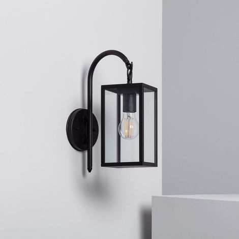 Lampada da Parete per Esterni Alluminio e Vetro  Braccio Superiore Atrium Nera Nero