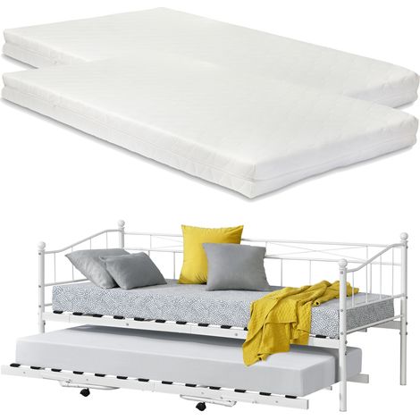 Metallbett Skutskär mit Matratze 90x200cm Weiß en.casa (1/5)