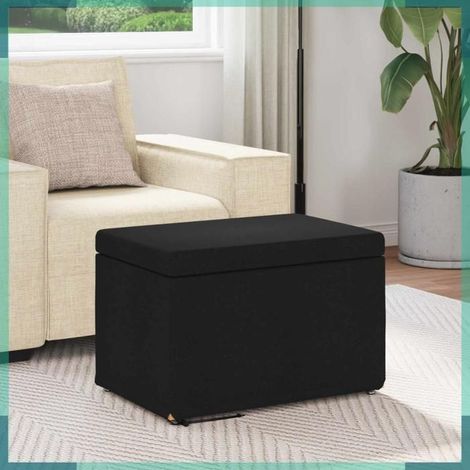 876760 Tabouret Noir 61 x 41 x 40 cm Tissu et bois stratifié (1/5)