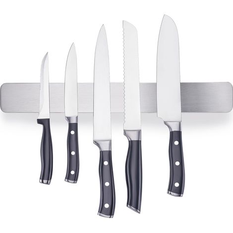 Porte-couteaux magnétique, en acier inoxydable, avec un magnétisme ultra-puissant, 40 cm, utilisé pour ranger les couteaux ou les outils, (1/4)