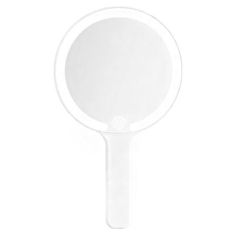 Miroir à Main avec Poignée, Miroir de Maquillage Lumineux Portable, Interrupteur Tactile, 3 Couleurs Claires, pour la Coiffure, Le Maquillage, la Maison, Les Voyages (Rond) (1/5)