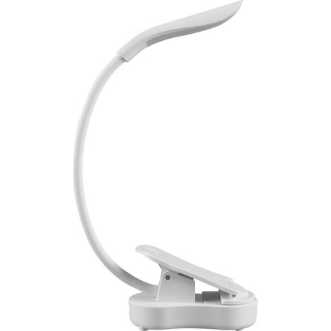 Lampe de lecture LED, finition blanche, rechargeable, à pince, 3 couleurs, idéale pour étudier, travailler de nuit, faire du travail, bricoler ou voyager.-AquaForge (1/5)
