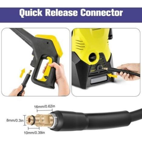 Tuyau flexible de 15 mètres pour nettoyeur haute pression Kärcher K2 K3 K4 K5 K6 K7, accessoires inclus : tuyau d'extension et pièces de rechange, avec poignée à connexion rapide. (1/3)