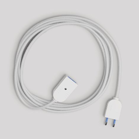 creative cables -  Prolunga elettrica con cavo tessile bianco lucido 2P 10A Made in Italy (1/2)