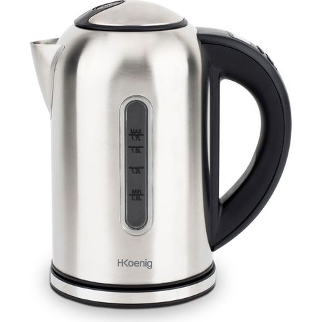 Hervidor de Agua Eléctrico Pequeño, 2200W, Capacidad de 1.7 L, Base 360º Sin Cables, Temperatura Regulable hasta 100º en Tiempo Récord, Gris. HKoenigBOE50
