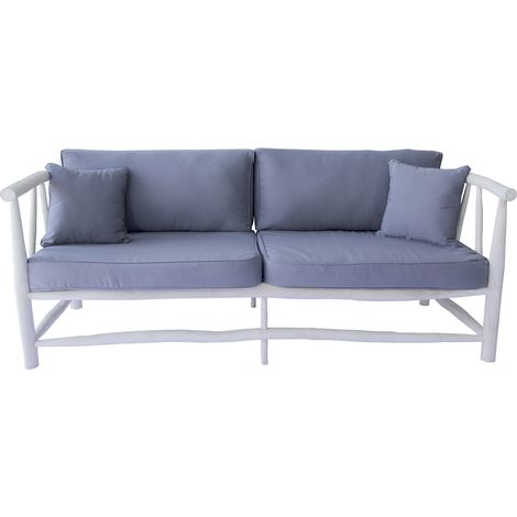 Dreisitzer-Sofa aus naturbelassenem Teakholz mit Kissen TIKA