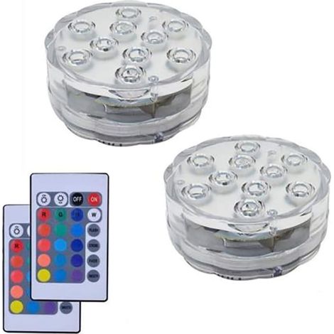 Aiducho – Lumière LED submersible télécommandée RGB étanche – 10 pièces – 16 couleurs – 3 modes d'éclairage – Pour décoration piscine et vase