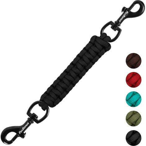 Safety Clip for Dog Collar, Handmade Emergency Safety Strap for Dog Harness, Pinch Collar, Double Ended Harness Connector Clasp (Black) (1/5)