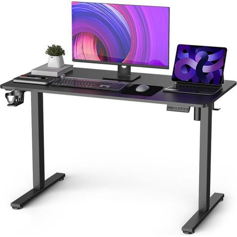 Bureau Électrique Réglable en Hauteur 120x60 cm Ergonomique Silencieux 45 dB Mémoire 3 Positions Noir – Idéal Télétravail & Gaming