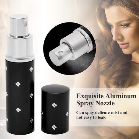 Flacon rechargeable 10ml aluminium noir, atomiseur vide portable pour parfums et huiles (1/5)
