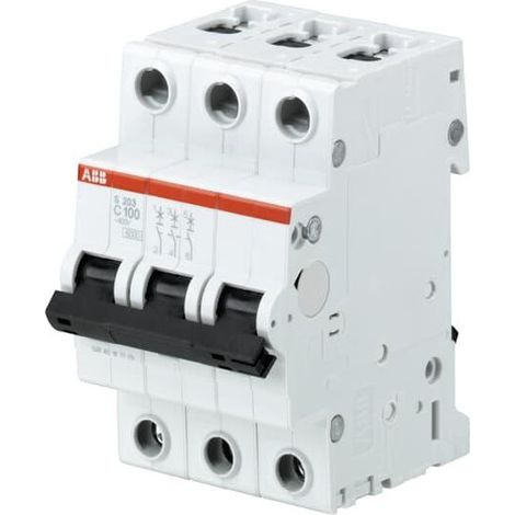 S200 Disjoncteur modulaire 3 Pôles 100A courbe B 6kA 3 modules 2CDS253001R0825 ABB SCH991629