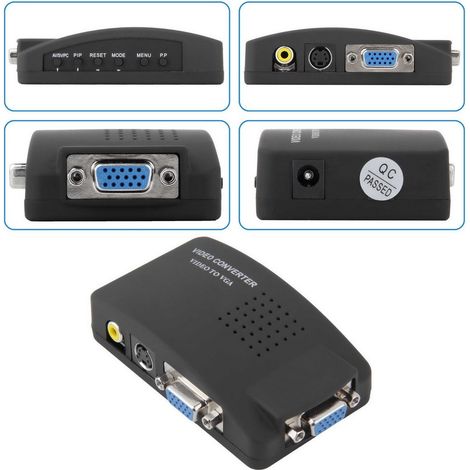 TrAdE Shop Traesio - Adattatore Convertitore Video Da Vga Rca S-video In Vga Out Pc Notebook Nero - (1/5)