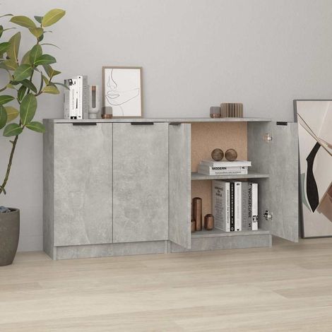 Lot de 2 Buffets Bahut  Meubles de rangement Commode Gris béton 60x30x70 cm Bois d'ingénierie BV765807 - BonneVie (1/5)