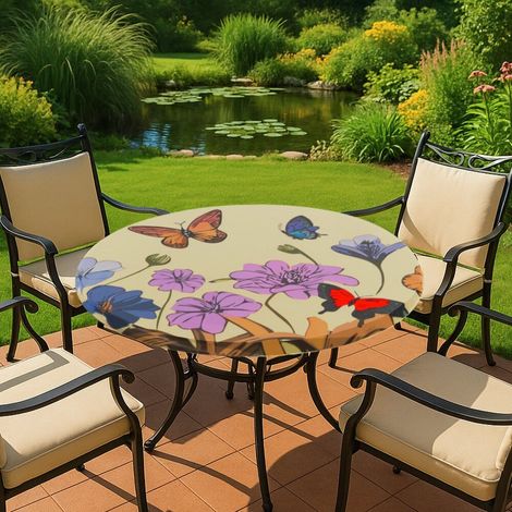 Nappe de jardin avec élastique, prairie fleurie, Ø 70-86 cm (1/4)