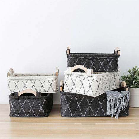 Aufbewahrungskorb aus Filz, Wäschekorb für Zuhause (großes beiges Modell) (1/4)