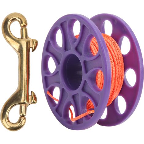 Bobine de Plongée en Plastique Léger avec Mousqueton en Cuivre pour Plongée Spéléo et Pêche, 18m Violet (1/5)