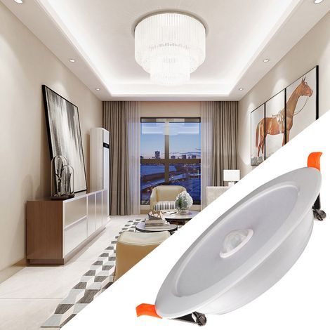 Plafonnier LED 12W AC85-265V avec détecteur de mouvement, encastré blanc chaud 3000K pour intérieur maison (1/5)