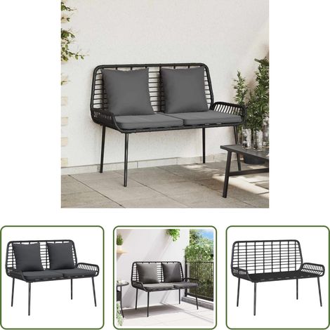 Poly-Rattan - Gartenbank Schwarz und Anthrazit Poly-Rattan (1/5)