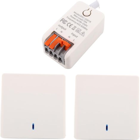 Interrupteur Sans Fil 16A 90V-250V 220V RF 433MHz Panneau mural va et vient Panneau mural pour éclairage, va-et-vient sans fil avec connecteur électrique, portée radio pour maison (1/5)