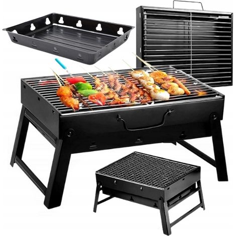 Barbecue da giardino portatile e pieghevole, formato valigia, a carbone. (1/5)