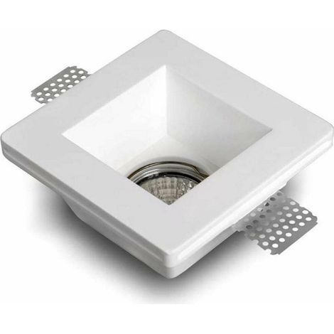 TrAdE Shop Traesio - Portafaretto Incasso Gesso Con Vetrino Scomparsa Quadrato Supporto Faretti Gs-02 - (1/3)