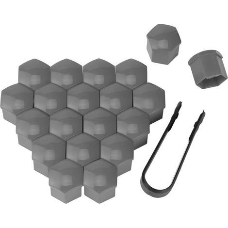 20 Pièces 20mm Capuchons D'écrou de Roue Voiture, Boulon de Roue Couvre-Écrous de Pneu, Capuchons D'écrou De Roue, Cache Boulon Jante, Applicable à la Plupart des Véhicule(Gris) (1/5)