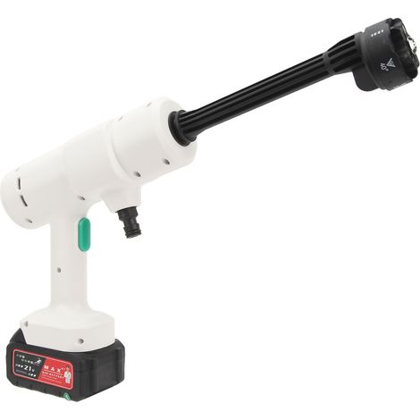 Nettoyeur haute pression sans fil 6-en-1 avec buses de pulvérisation, prise UE 100-240V, batterie 12000mAh, 2.4MPa, portatif pour clôtures et jardins, blanc (1/5)