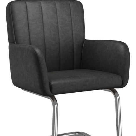 4er-Set gepolsterte Esszimmerstühle aus schwarzem Kunstleder mit Z-Metallbeinen MODENUIT (1/5)