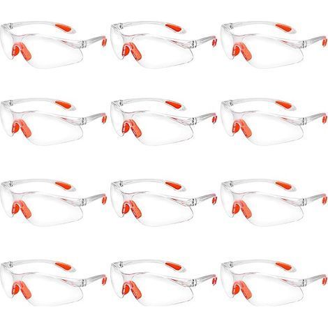 12 pcs Lunettes de Sécurité Surlunettes de Protection Transparentes avec Verres en Plastique Pont-de-Nez et Embouts de Branches en Caoutchouc pour Équipement de Protection Individual Lunette PC (1/5)
