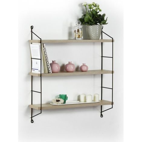 Wandbücherregal 3 Regale Neelix Eiche - schwarz cm 60 x 15 x 68 h (1/2)