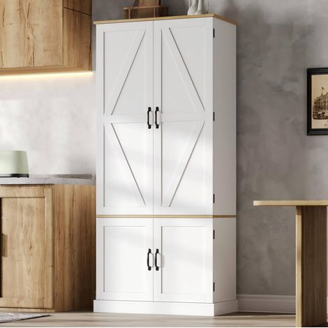 Mobile alto 80/40/180 cm bianco con illuminazione a sensore, ripiani regolabili e cassetti (1/5)